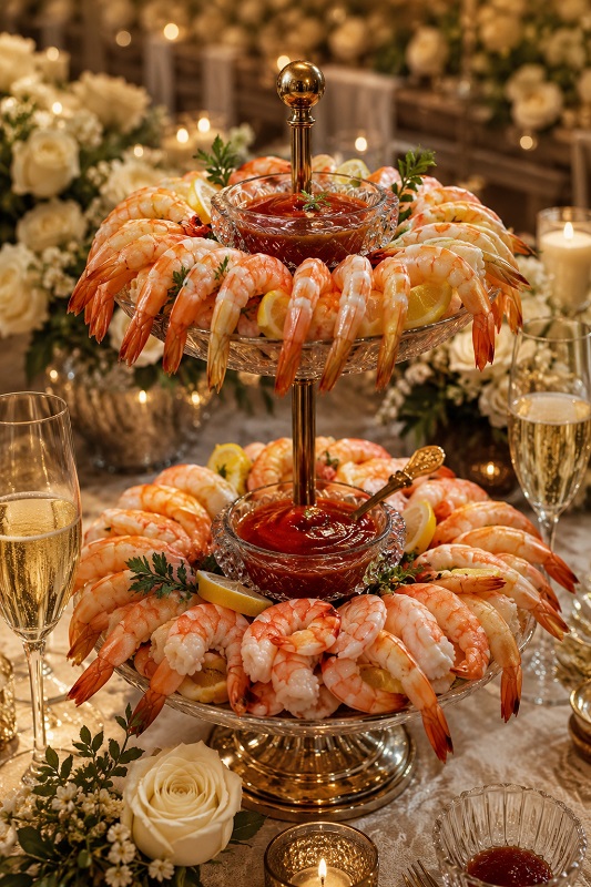 Champagne Shrimp Cocktail Tower