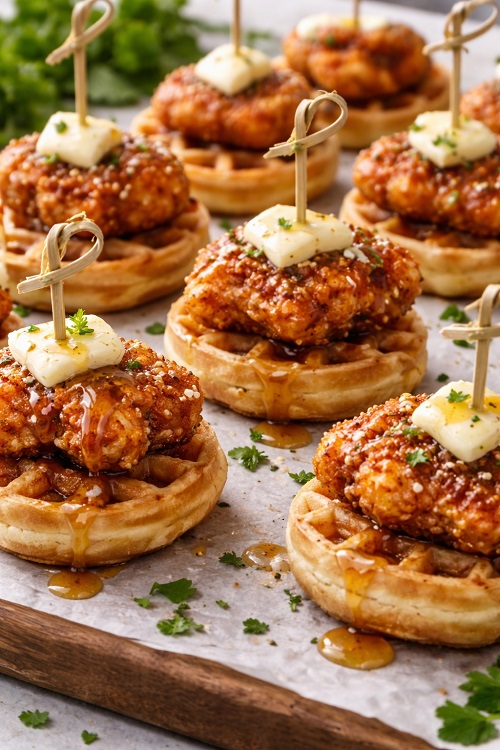 Chicken and Waffle Bites for wedding cocktail hour