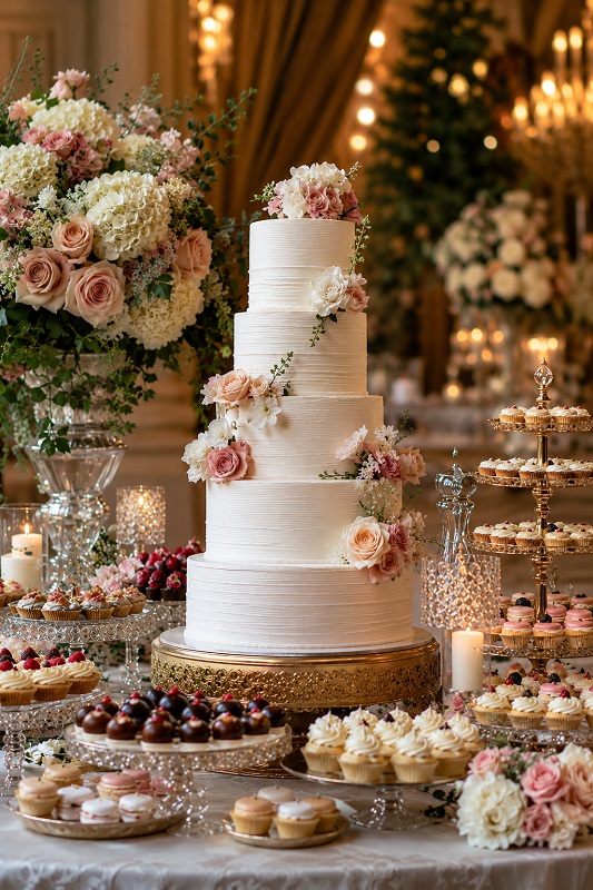 Luxury Wedding Cake Dessert Table
