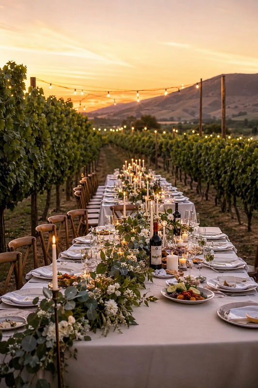 Outdoor Vineyard Reception Dinner