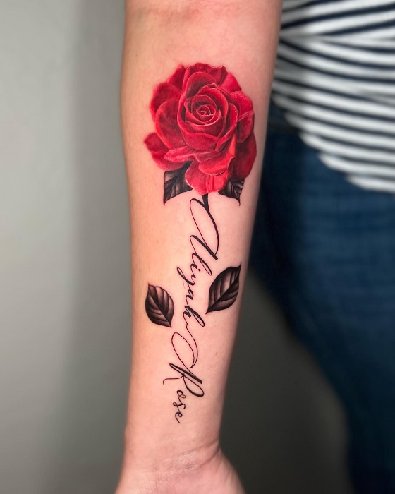 forearm rose tattoo