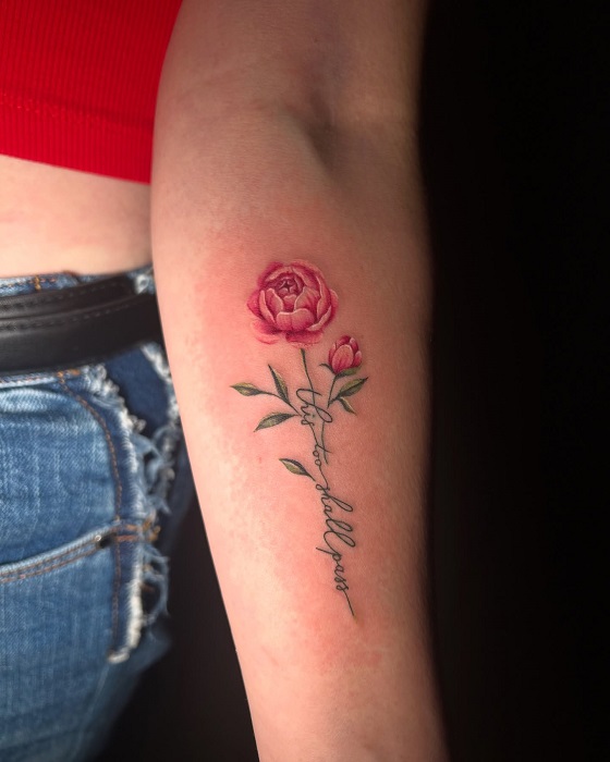 pink rose tattoo